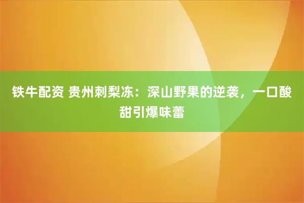 铁牛配资 贵州刺梨冻：深山野果的逆袭，一口酸甜引爆味蕾